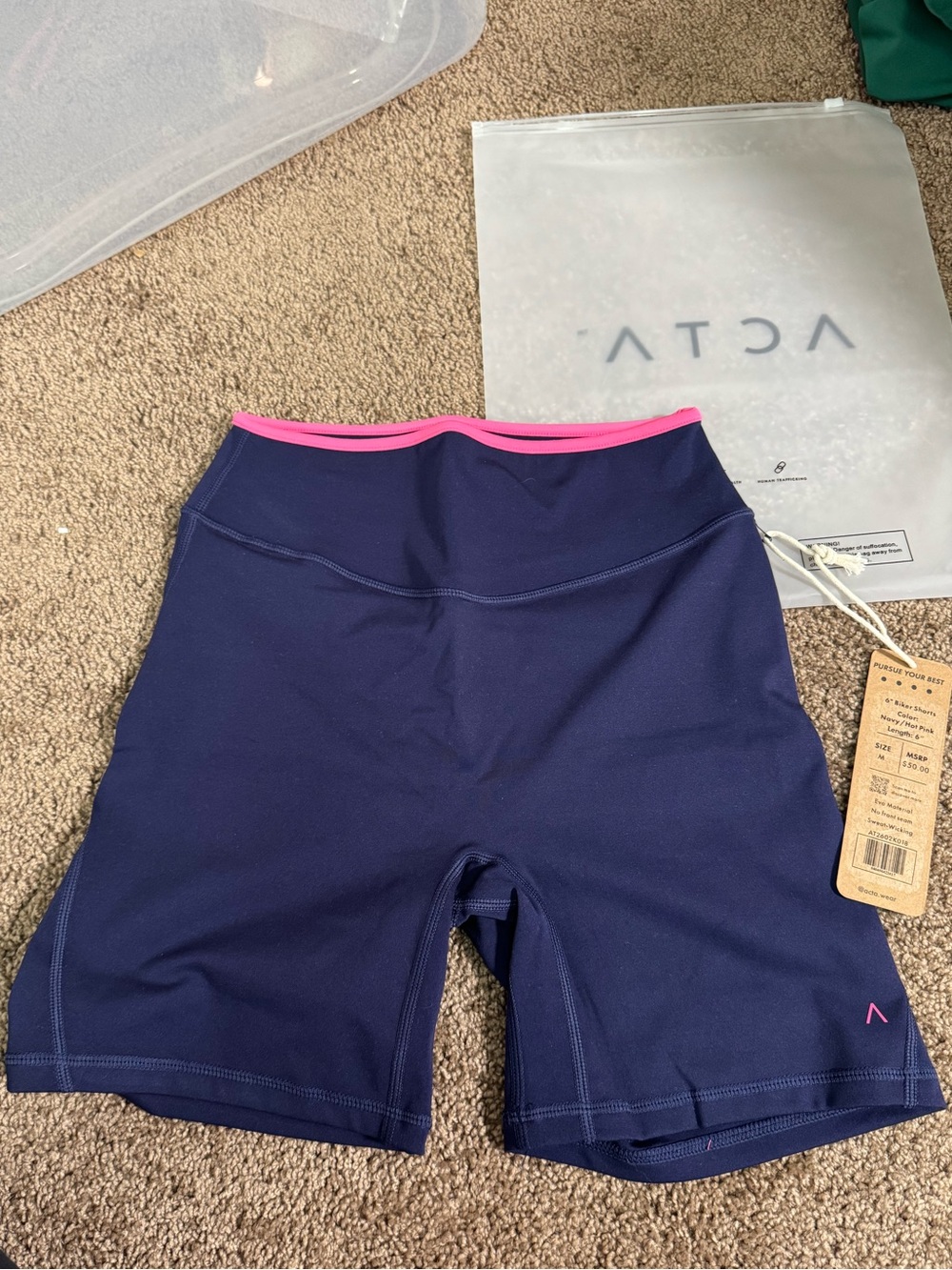 NWT ACTA 🩷 Evo 6" Biker Short Navy/Hot Pink- Medium - Valentines Drop